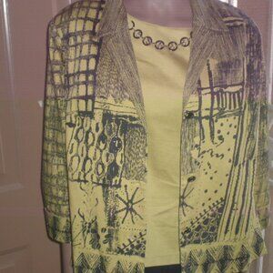 Women's  Vintage Nancy Bolen City Girl Blazer and Top  Black w/Gold Large